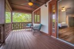 Spacious back porch accessible through living area